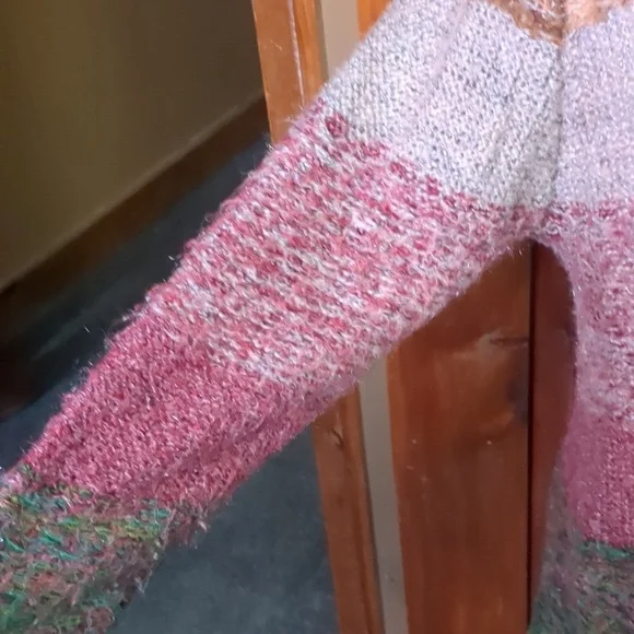 OLIVIA M* longline faux leather trimmed long sleeve duster sweater various color - Picture 3 of 12